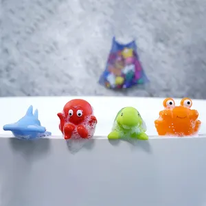 Zertifiziertes Jouet De Bain Bunny Kaninchen Gummi Delphin Bades pielzeug Octopus Star Fish Floating Funny Squirt Rhino Buddies Badewannen spielzeug