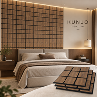 Panneau mural acoustique en placage de bois mosaïque carré de luxe pour projets de décoration intérieure et extérieure d'hôtels, chambres, villas et salons