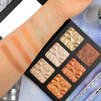 Palette de maquillage haute pigmentation avec logo personnalisé, fard à paupières vegan effet diamant scintillant, illuminateur carré