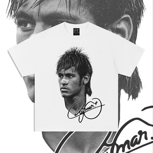 Custom Digital Printing <strong>Neymar</strong> 300g Heavyweight Pure Cotton Mens Womens O-Neck Short Sleeve Loose-fitting Breathable <strong>T</strong>-<strong>shirts</strong> - Product Image 1