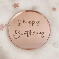 Cá Nhân Hoá Khắc Vàng Gương Acrylic Happy Birthday Cake Disc Cupcake Toppers Gift Tag Cake Topper Sự Kiện, Đảng Decor