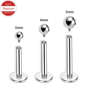 <b>Titanium</b> Alloy Ball And Cone <b>Stud</b> Earrings 6mm 8mm 10mm 12mm Internal Thread For Tongue Lip Bone Piercing - Product Image 3