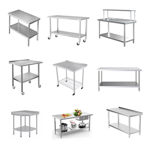 Mặt bàn làm việc bằng thép không gỉ cho nhà bếp thương mại, có thể tùy chỉnh, có kệ trên, lớp phủ tự làm sạch, chống hóa chất, chịu tải 300 kg/m - Product Image 6