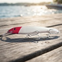 Leurre de pêche à la traîne Top Right M8004 180mm 40g pour eau salée, couleur White Redhead, plongée profonde, pour maquereau, thon, et poisson-roi
