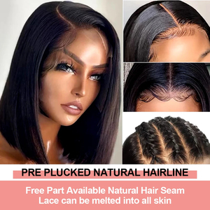 Parrucca 13x4 Glueless Lace Front in Capelli Umani Vergini Brasiliani Lisci HD Trasparente per Parrucche Bob Corte da Donna 180% - Product Image 6