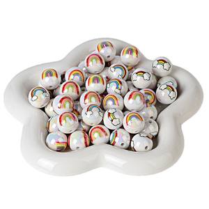 16mm Double-sided Printed <b>Acrylic</b> rainbow Cloud <b>Beads</b> DIY Mobile Phone Chain Pendant Car Hook Keychain Chain Accessory Colorful - Product Image 6