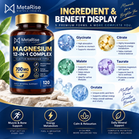 Complément Alimentaire Multi-Minéraux en Capsules de Magnésium Complexe 12 Formes, Marque Privée OEM, 120 Comprimés