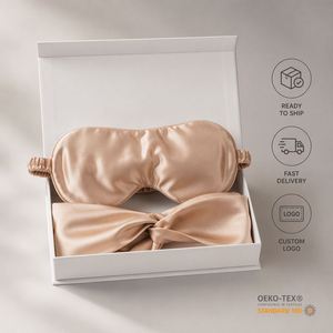 Custom Luxury Mulberry Silk <b>Sleep</b> Headband Hairband Eye <b>Mask</b> Set With Gift Box - Product Image 2
