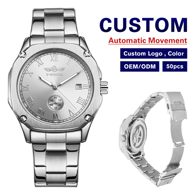 For Factory Wholesale New Rectangle Stainless Steel Automatic Mechanical Watch Analog Water Resistant Custom Logo