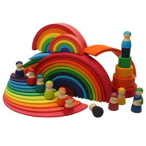 Trọn Bộ Khối Xếp Hình Cầu Vồng Vật Liệu Xếp Chồng Montessori Đồ Chơi Xếp Chồng Cầu Vồng - Product Image 2