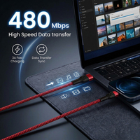 Câble de données USB 3A vers USB-C, cordon de charge rapide tressé en nylon pour iPhone 17, 16, 15 et smartphones/tablettes Android