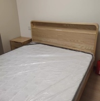 Lit en bois de chêne massif de style nordique américain, moderne, écologique, durable, avec rangement, gain de place, pour chambre à coucher, taille Queen ou King