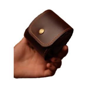 Boshiho Custom Logo Anti-Theft Slim <b>RFID</b> <b>Blocking</b> Genuine Leather Credit Card <b>Wallet</b> Multi-Function Vintage Thread Pattern Front - Product Image 2