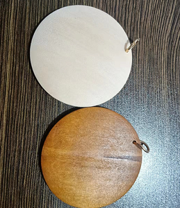 50*5.5mm belum selesai besar datar lingkaran bulat kayu alami dengan lubang dan cincin lompat liontin jimat dibuat di Cina - Product Image 6