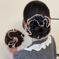 Chouchous en tissu surdimensionnés de style coréen, à dentelle florale, faits main, très élastiques, volumineux, doux, féminins, rétro, pour mariage et usage quotidien
