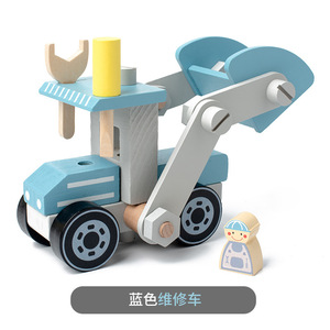 Juguete Educativo de Madera Natural para Niños, Vehículo de Juguete con Pintura a Base de Agua, Herramientas de Bricolaje para Ensamblar, Bulldozer, Camión de Bomberos, Camión de Reparaciones - Product Image 5