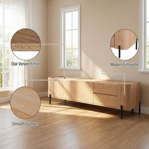 Mueble de <span class=keywords><strong>TV</strong></span> Moderno para Sala de Estar u Hotel, con Acabado en Chapa de Madera y Melamina, Diseño Multifuncional y Práctico, Mueble Ecológico - Product Image 2