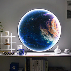 Soggiorno decorativo nordico astratto Led pittura porcellana cristallo pianeta Led Wall Art - Product Image 1