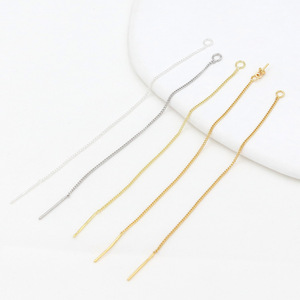 Cadena para pendientes de cobre chapada en oro de 18 quilates, cadena para pendientes de oro de 14 quilates, accesorios para pendientes de cadena plana soldada, A55 - Product Image 4