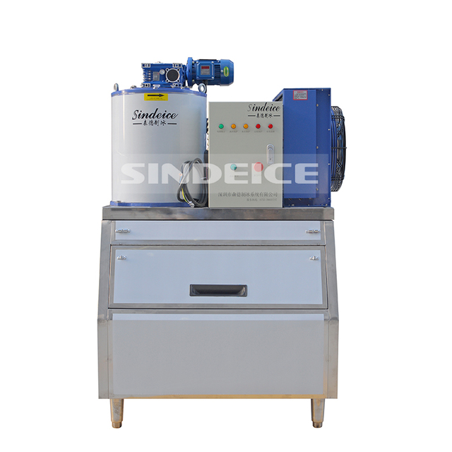 300kg Flake Ice Maker with Ice Bin Compact Commercial Ice Machine for Seafood and Market Use SINDEICE Factory