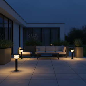 Nuevas Lámparas Solares de Pilar con Diseño Innovador, IP65 Impermeables, Ángulo de Haz de 360°, Focos Decorativos para Jardín Exterior, Fuente de Luz de 118 LED, Regulables - Product Image 1