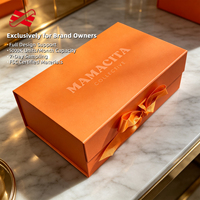 Boîte cadeau magnétique de luxe HENGXING en orange, avec logo UV personnalisé, ruban, emballage en papier rigide recyclable pour la personnalisation de la marque