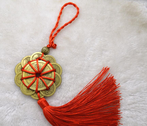 Suerte encanto antiguo <span class=keywords><strong>CHING</strong></span> monedas prosperidad fortuna a casa decoración de coche rojo nudo chino FENG SHUI conjunto - Product Image 5
