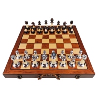 Prix de gros usine pour la vente : Échiquier magnétique pliable de luxe avec poignée, ensemble d'échecs portable en bois de luxe