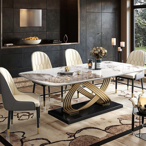 Ensemble de Tables et Chaises de Salle à Manger Personnalisées de Qualité, <span class=keywords><strong>Table</strong></span> à Manger Rectangulaire Moderne en Marbre - Product Image 2