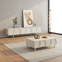 Maßgefertigter Moderner Minimalistischer Cremeweißer TV-Schrank für Kleine Wohnzimmer, TV-Schrank, Couchtisch Kombinationskollektion