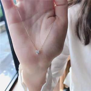 Moda de lujo chapado en oro 925 collar de diamantes de plata esterlina regalos para mujeres Mini collar con colgante de corazón - Product Image 2