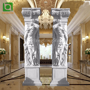Maison <span class=keywords><strong>Villa</strong></span> Bâtiment Décoratif Sculpté À <span class=keywords><strong>La</strong></span> Main Beige Marbre Travertin Figure Romaine Statue Colonne - Product Image 6