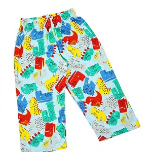 Pantalon en coton uni unisexe pour garçons, salopette à jambes larges en tricot, pantalon d'été imprimé coloré, style boutique, vente en gros - Product Image 1