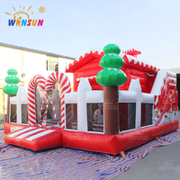 Château gonflable de Noël avec trampoline, en PVC commercial certifié CE, facile à installer pour usage commercial