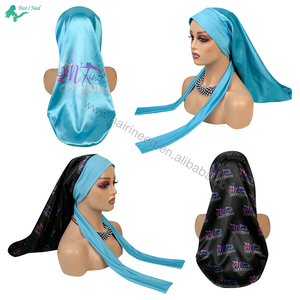 <span class=keywords><strong>Bonnet</strong></span> de nuit en satin soyeux personnalisé, extra long, doux, élastique, avec lien antidérapant, pour tresses longues - Product Image 2