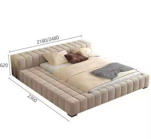 Минималистская кровать из ткани татами в скандинавском стиле, напольная низкая кровать, современная деревянная платформа для спальни - Product Image 6