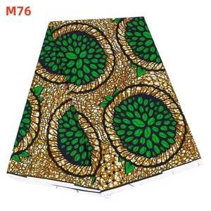 <span class=keywords><strong>Tissu</strong></span> imprimé africain 100% coton M28, motif plume de <span class=keywords><strong>paon</strong></span> bleu vif, 6 yards pour la confection de robes pour femmes - Product Image 5