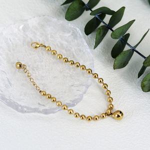 Custom Wholesale Stainless Steel Trendy Geometric Fashion <b>Bead</b> <b>Bracelets</b> & Bangles 18K Gold Plated <b>for</b> <b>Women</b> - Product Image 5