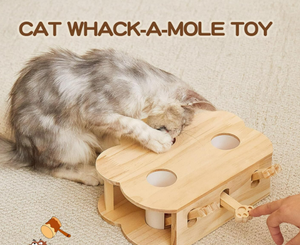 Jouet interactif pour chat en bois en forme de nuage, jeu de puzzle Whack-a-Mole, jouet d'entraînement intérieur pour animaux de compagnie - Product Image 4
