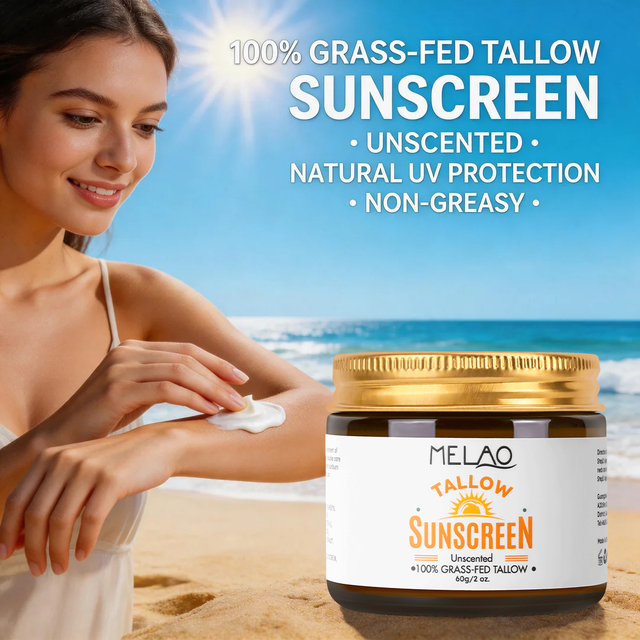 Private Label Tallow Sunscreen SPF50 Non-Greasy Moisturizer Sunblock Skincare Natural Grass Fed Beef Tallow Sun Protection Cream