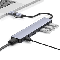 Base de Conexión 8 en 2 con Extensor USB, 4 Puertos USB-A, Lector de Tarjetas USB C TF/SD, Salida de Audio de 3.5mm para MacBook iPad Pro