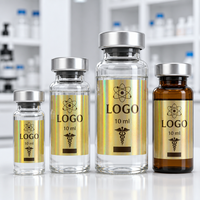 Étiquettes holographiques personnalisées pour flacons - Impression UV BOPP PE PVC 2ml 3ml 10ml Autocollant pour flacon de peptides à usage de recherche