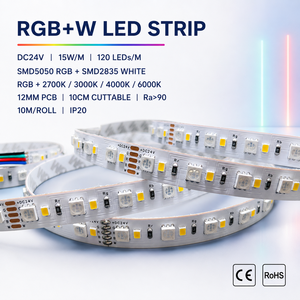 Bande <span class=keywords><strong>LED</strong></span> <span class=keywords><strong>RGBW</strong></span> 24V SMD5050 60 <span class=keywords><strong>LED</strong></span>/m Plus SMD2835 60 <span class=keywords><strong>LED</strong></span>/m 15W Haute Réalité des Couleurs (CRI) <span class=keywords><strong>Ruban</strong></span> Flexible Rouleau de <span class=keywords><strong>10m</strong></span> Fournisseur en Gros CE RoHS - Product Image 2