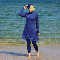 Nouvelle Tendance Burkini Modeste Personnalisé Femme Couleur Unie Séchage Rapide Non Transparent Ensemble Maillot de Bain