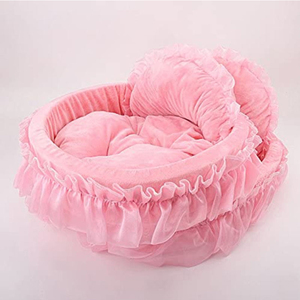 Thời Trang Sang Trọng Mèo Giường Cho Mèo Và Chó Nhỏ Màu Hồng Ren Vật Nuôi Tổ Với Lông Thú Giả Và Lụa Ấm Công Chúa Phong Cách - Product Image 4