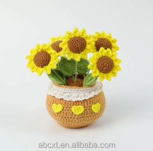 <b>Best</b> Selling Big Crocheted Potted Flower Potting 5 Heads Crochet Sunflower Plant Pot - Product Image 3