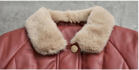 Manteau en cuir véritable rouge vin pour femmes, col rabattu, taille ajustable, veste matelassée, vêtements d'extérieur de luxe pour l'hiver