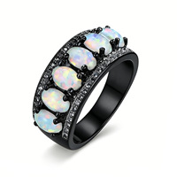 Nouvelle Bague Tendance 2026 en Opale Synthétique Ovale et Zirconium, Plaqué Argent sur Laiton, pour Hommes et Femmes, Bijou de Mariage Classique