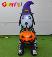 Decoración Navideña, Calavera Inflable con Sombrero de Bruja, Sombrero de Bruja Inflable con Cubo para Calabazas para Halloween