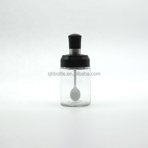 Tarro de cristal de 250ml con tapa y cuchara integrada, recipiente hermético para especias, sal y azúcar para cocina - Product Image 2